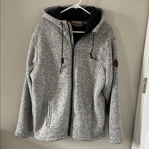 NWOT Free Country Gray Sherpa Lined Hoodie Jacket SIZE LARGE